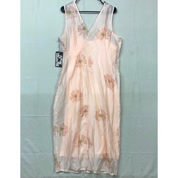 NWT Future Collective Women's 14 Floral Light Pink Slip Midi Dress Sleeveless - Picture 4 of 16